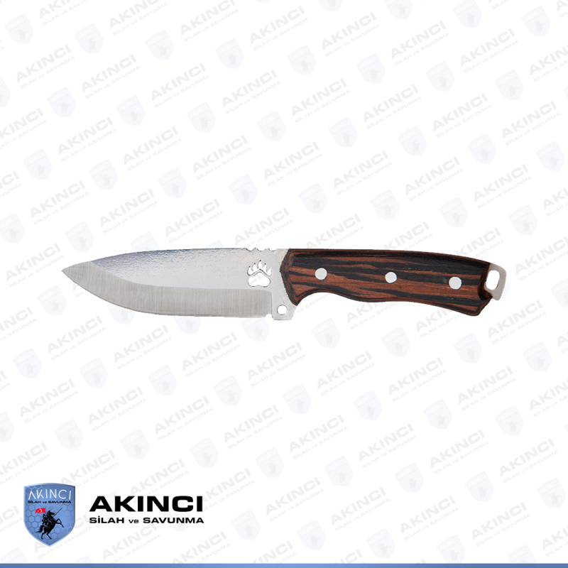 12,5 CM Ayı Desenli Kahverengi Av Bıçağı