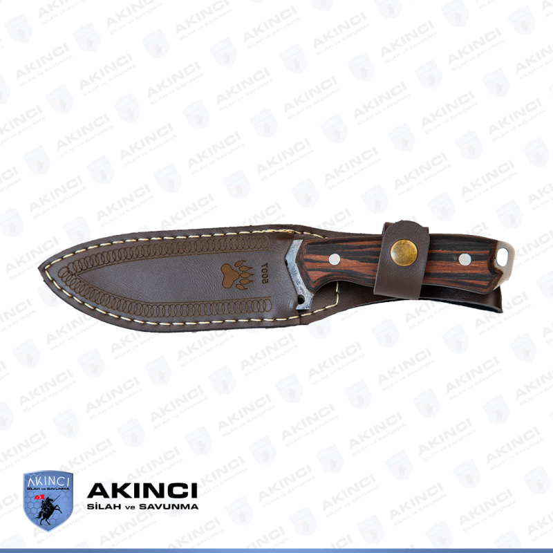12,5 CM Ayı Desenli Kahverengi Av Bıçağı