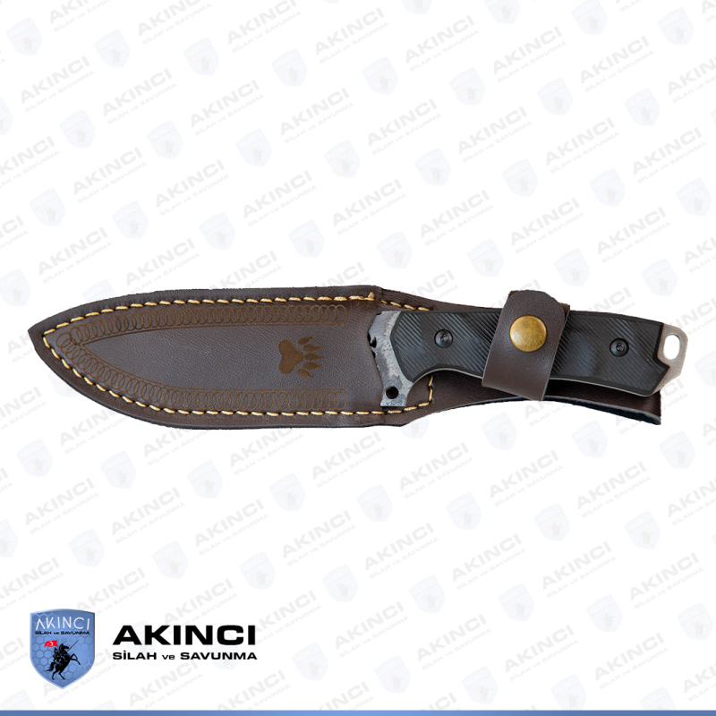 12,5 CM Ayı Desenli Siyah Av Bıçağı