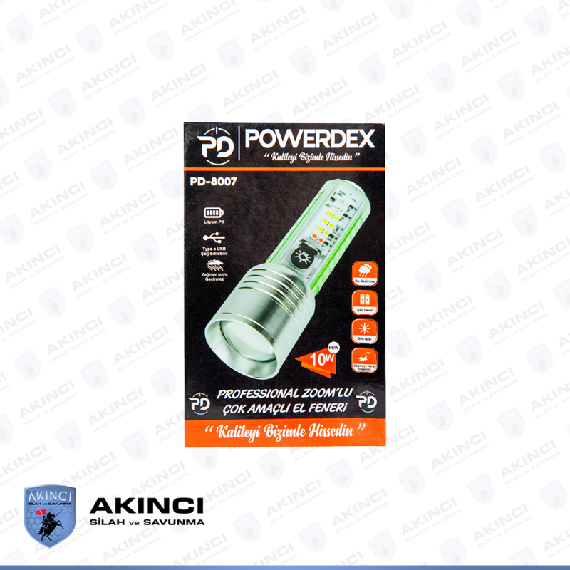 Powerdex PD 8007 Pro Zoom'lu Çok Amaçlı El Feneri